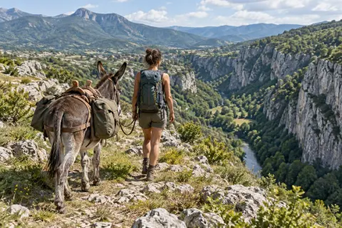 Escap’Ânes – En haut des falaises de Péreille